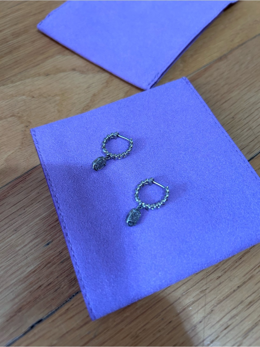 Kendra Scott silver druzy huggie Hoop Earrings